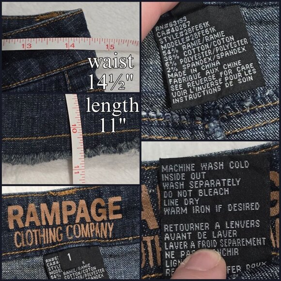 Rampage ✦ Y2K Raw Hem Mini Skirt ✦ Dark Wash Denim Classic Jean Size 1 NWOT - Picture 7 of 8